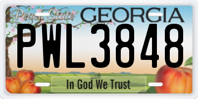 GA license plate PWL3848