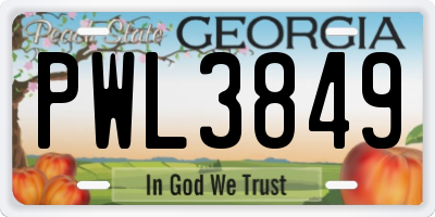 GA license plate PWL3849