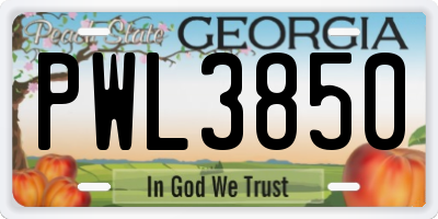 GA license plate PWL3850