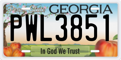 GA license plate PWL3851