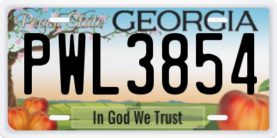 GA license plate PWL3854