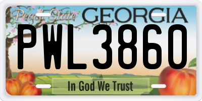 GA license plate PWL3860