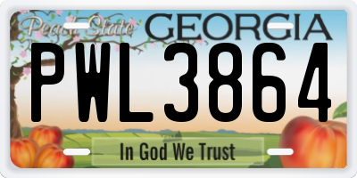 GA license plate PWL3864