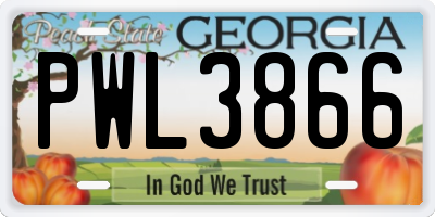 GA license plate PWL3866