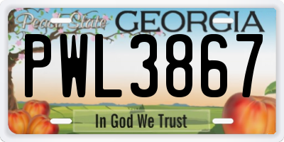GA license plate PWL3867