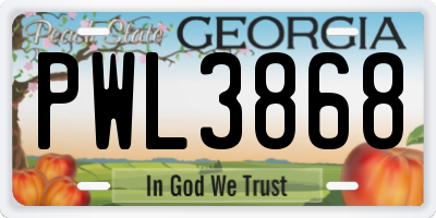 GA license plate PWL3868