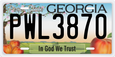GA license plate PWL3870
