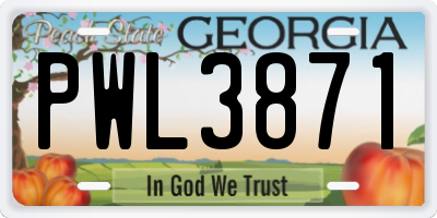GA license plate PWL3871