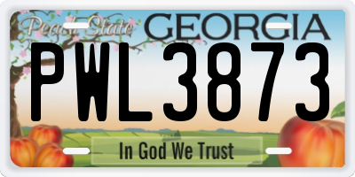 GA license plate PWL3873
