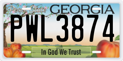 GA license plate PWL3874