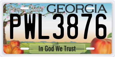GA license plate PWL3876