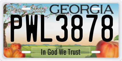 GA license plate PWL3878