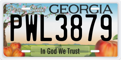 GA license plate PWL3879
