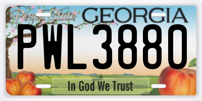 GA license plate PWL3880