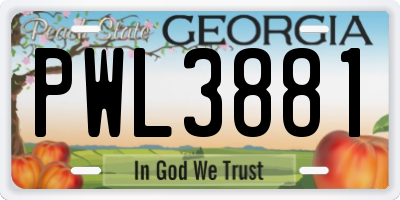 GA license plate PWL3881