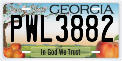 GA license plate PWL3882