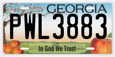 GA license plate PWL3883