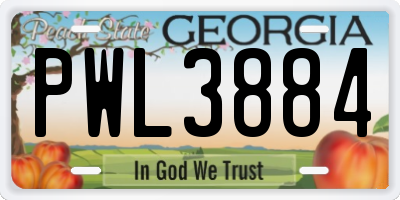 GA license plate PWL3884