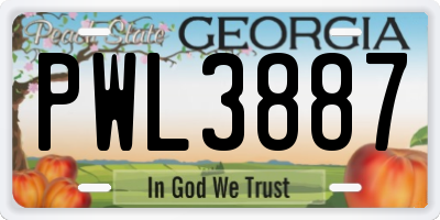 GA license plate PWL3887