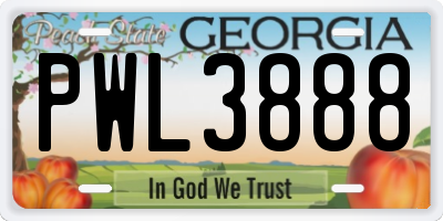 GA license plate PWL3888