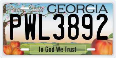 GA license plate PWL3892