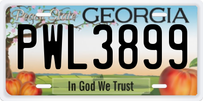 GA license plate PWL3899