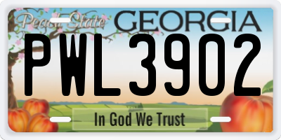 GA license plate PWL3902