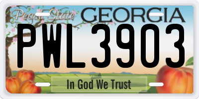 GA license plate PWL3903