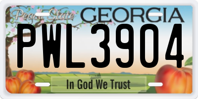 GA license plate PWL3904