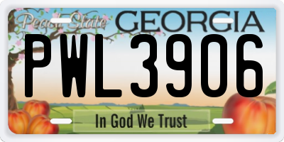 GA license plate PWL3906