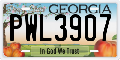 GA license plate PWL3907