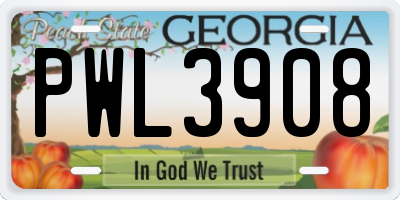 GA license plate PWL3908