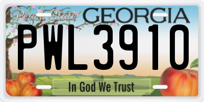 GA license plate PWL3910
