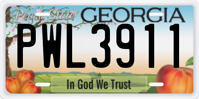 GA license plate PWL3911