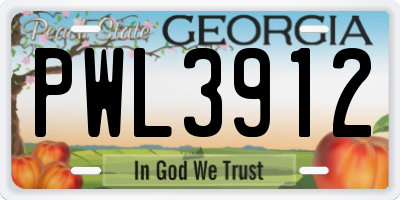 GA license plate PWL3912