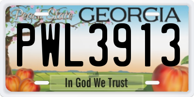 GA license plate PWL3913