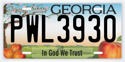 GA license plate PWL3930