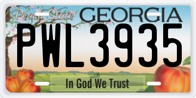 GA license plate PWL3935