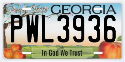 GA license plate PWL3936