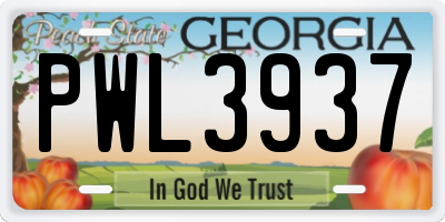 GA license plate PWL3937