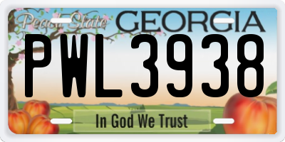 GA license plate PWL3938