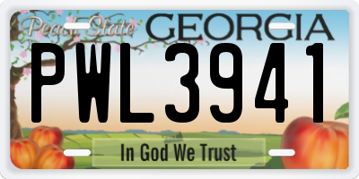 GA license plate PWL3941