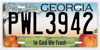 GA license plate PWL3942