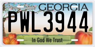 GA license plate PWL3944