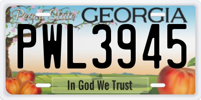 GA license plate PWL3945