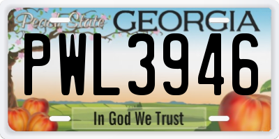GA license plate PWL3946
