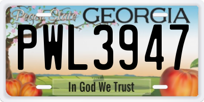 GA license plate PWL3947