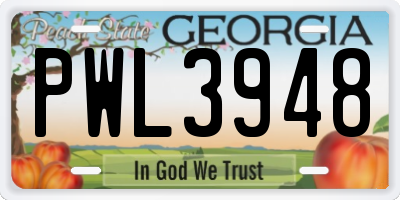 GA license plate PWL3948