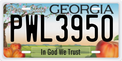 GA license plate PWL3950