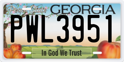 GA license plate PWL3951